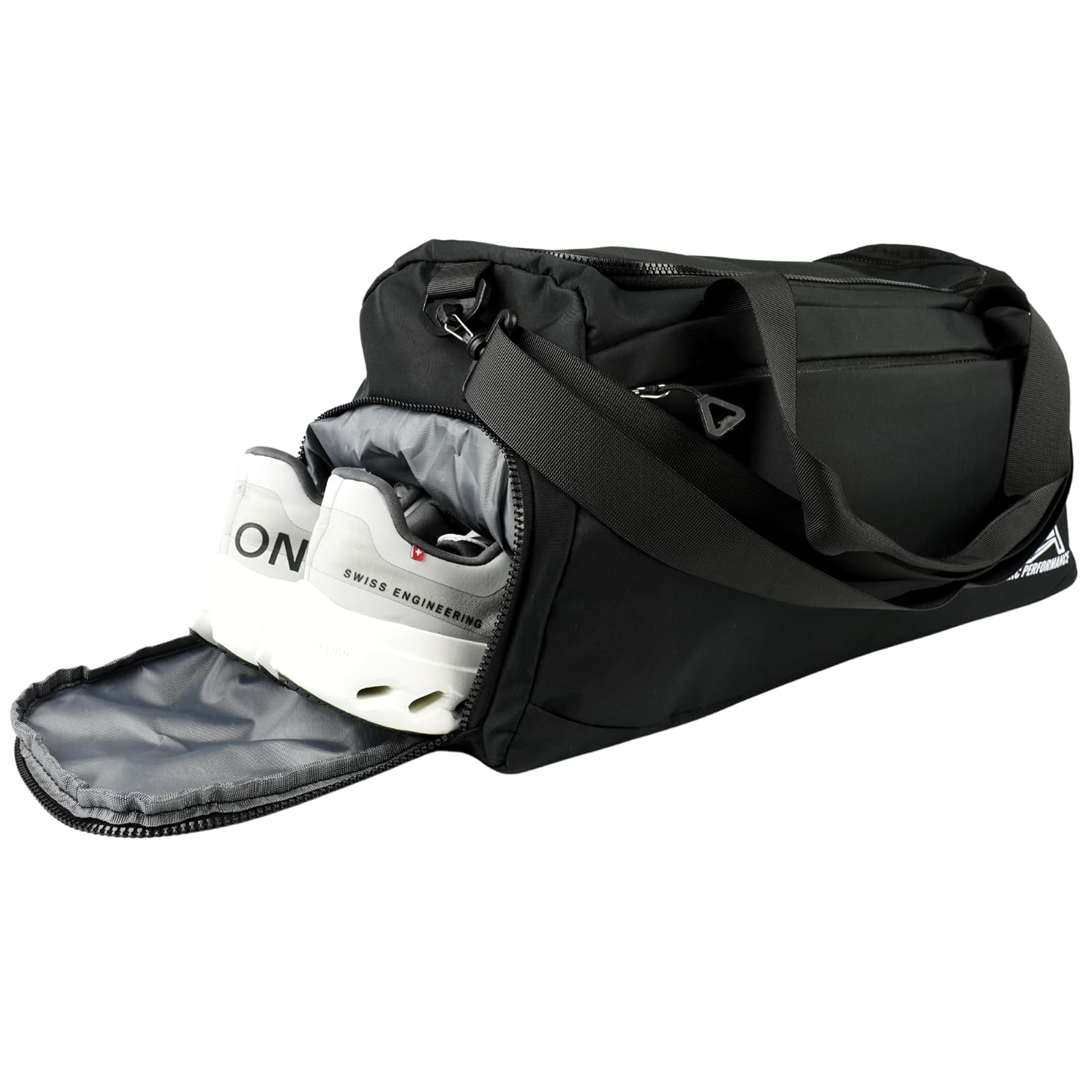 Arc Performance Sporttasche 35 L in Schwarz – Hauptbild mit geöffnetem Schuhfach